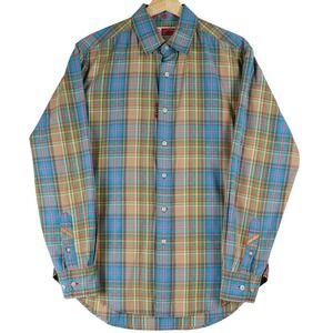 Robert Graham Button Up Shirt Men's Multi Color Plaid Long Sleeve Cotton Size M